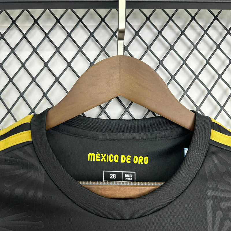 Mexico Gold 25/26 Shirt - Black and Gold Kids Fan Shirt