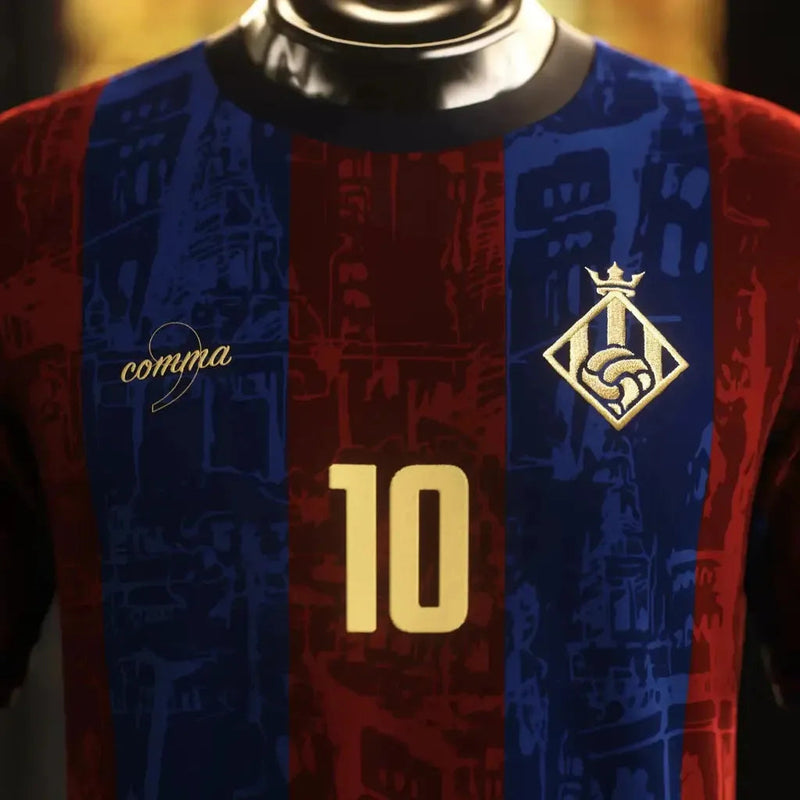 Barcelona La Pulga Grená Shirt - Men's Comma Football Fan Shirt