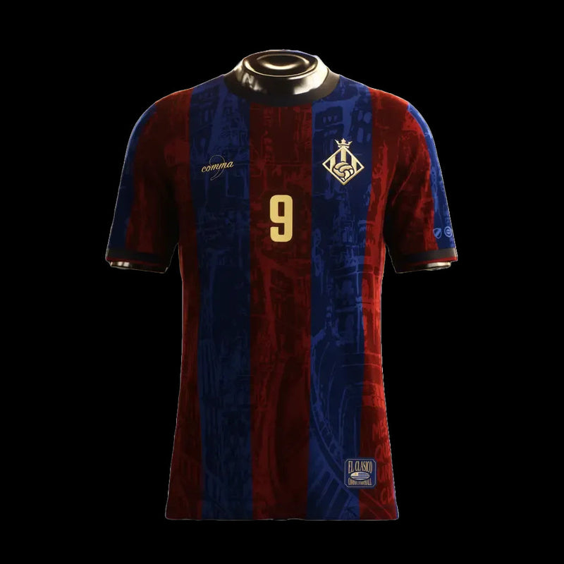 Barcelona El Pistolero Maroon Shirt - Men's Comma Football Fan Shirt
