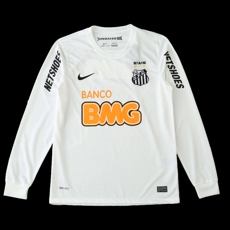 Santista Home Retro Shirt 2011/12 - Men's White Long Sleeve Fan Shirt