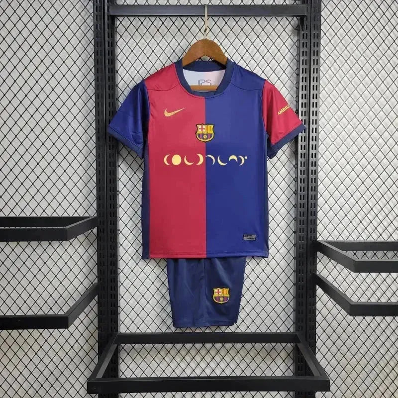 Barcelona COLDPLAY Home 24/25 Shirt - Kids Fan Shirt Blue and Red