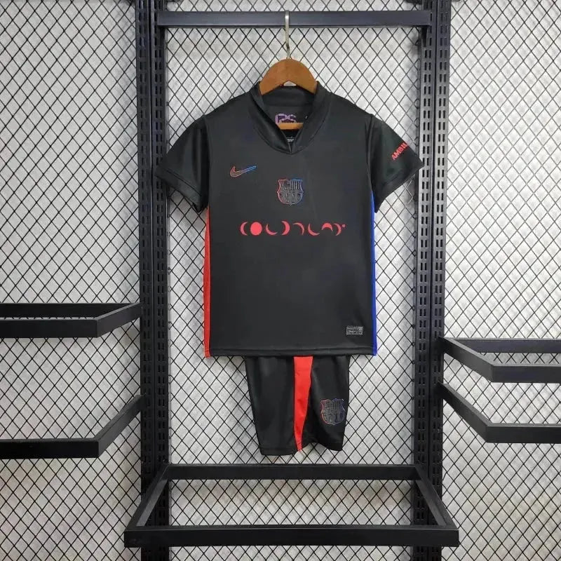Barcelona COLDPLAY Away 24/25 Shirt - Kids Fan Black