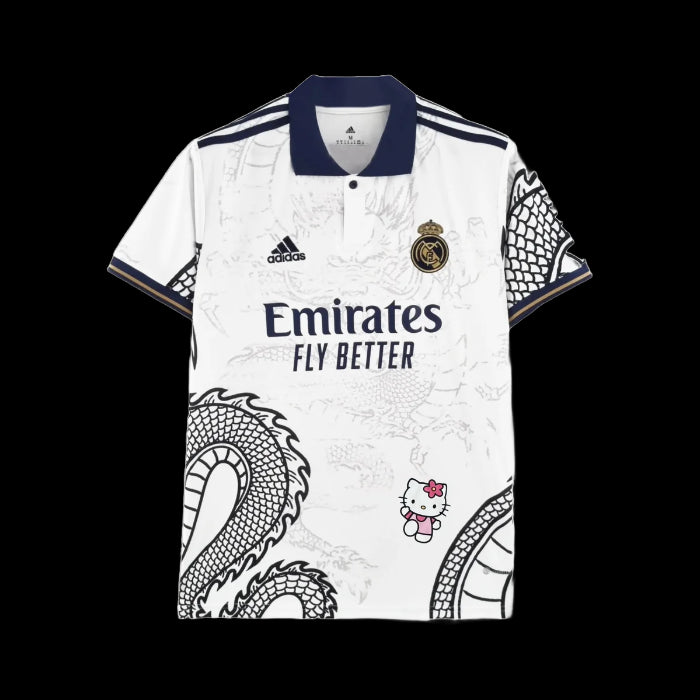 Real Madrid Hello Kitty Chinese Dragon 24/25 Shirt - Men's White Fan Shirt