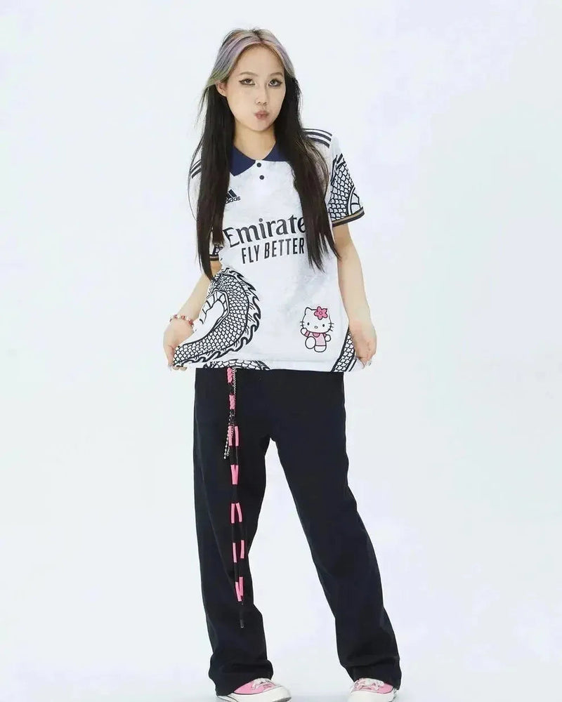 Real Madrid Hello Kitty Chinese Dragon 24/25 Shirt - Men's White Fan Shirt