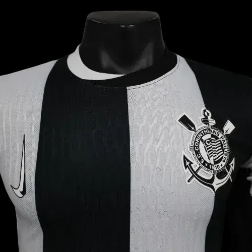 Timão Third Away Shirt 24/25 - Men's Player Black and White Striped