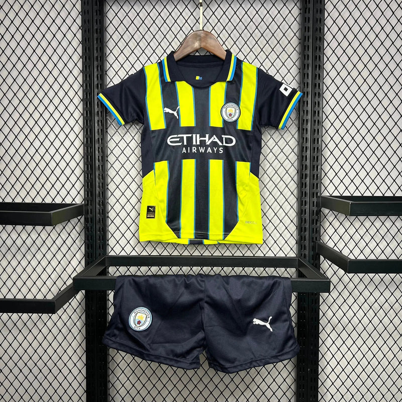 Manchester City Away Shirt 24/25 - Kids Fan Black and Green