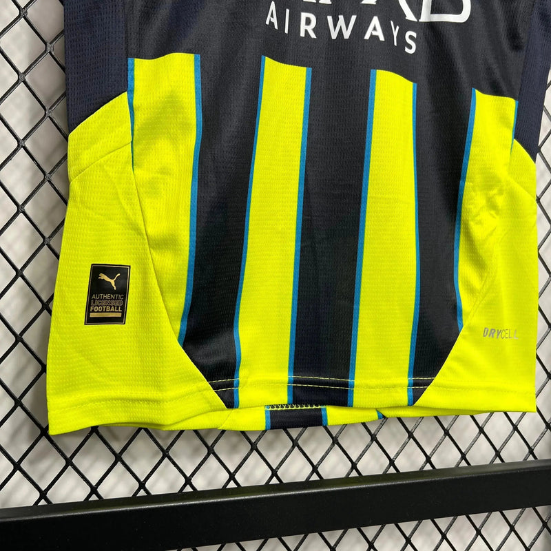 Manchester City Away Shirt 24/25 - Kids Fan Black and Green