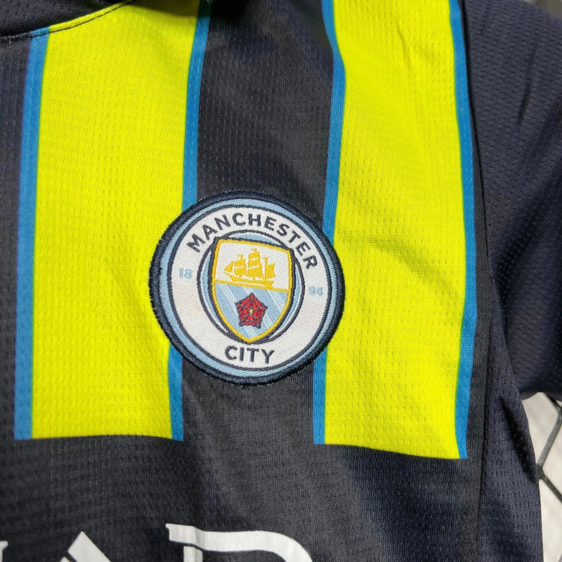 Manchester City Away Shirt 24/25 - Kids Fan Black and Green