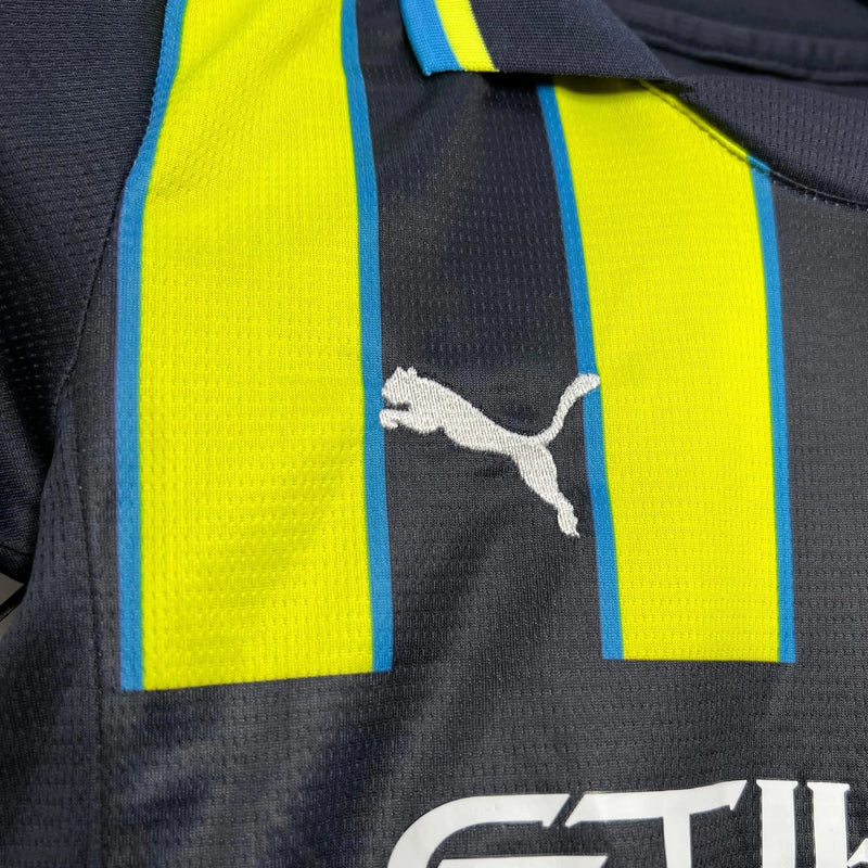 Manchester City Away Shirt 24/25 - Kids Fan Black and Green