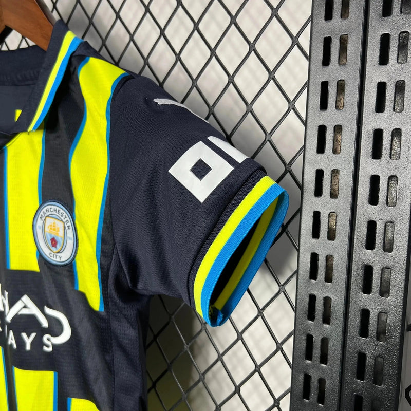 Manchester City Away Shirt 24/25 - Kids Fan Black and Green