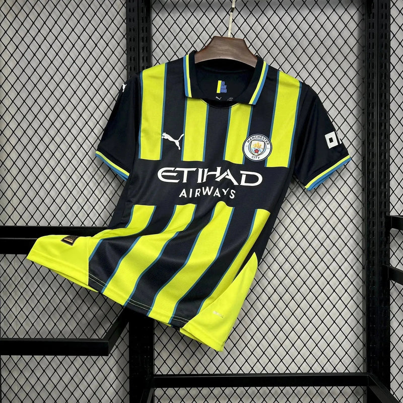 Manchester City Away Shirt 24/25 - Men's Fan Black and Green