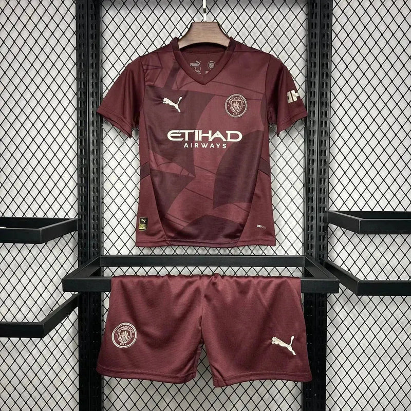 Manchester City Third Away Shirt 24/25 - Kids Fan Shirt Wine/Red