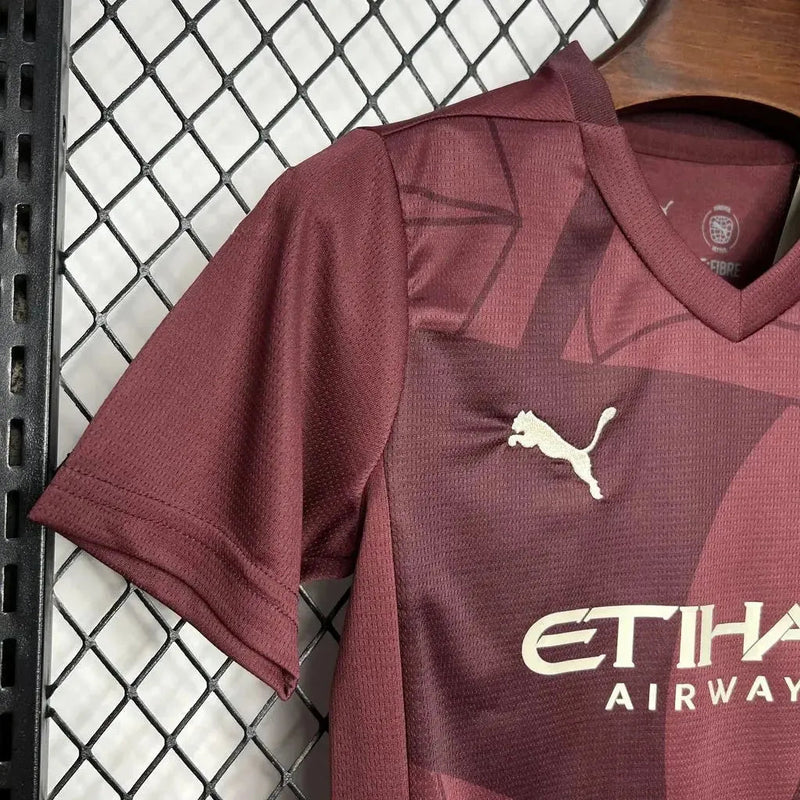 Manchester City Third Away Shirt 24/25 - Kids Fan Shirt Wine/Red