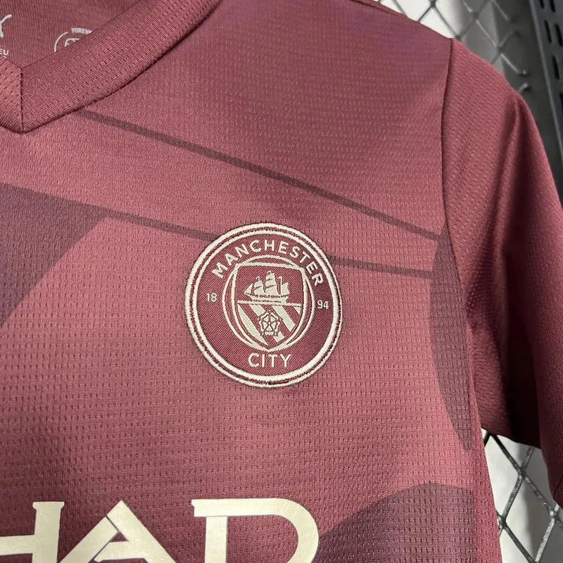 Manchester City Third Away Shirt 24/25 - Kids Fan Shirt Wine/Red