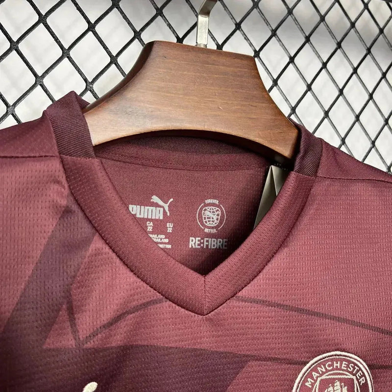 Manchester City Third Away Shirt 24/25 - Kids Fan Shirt Wine/Red