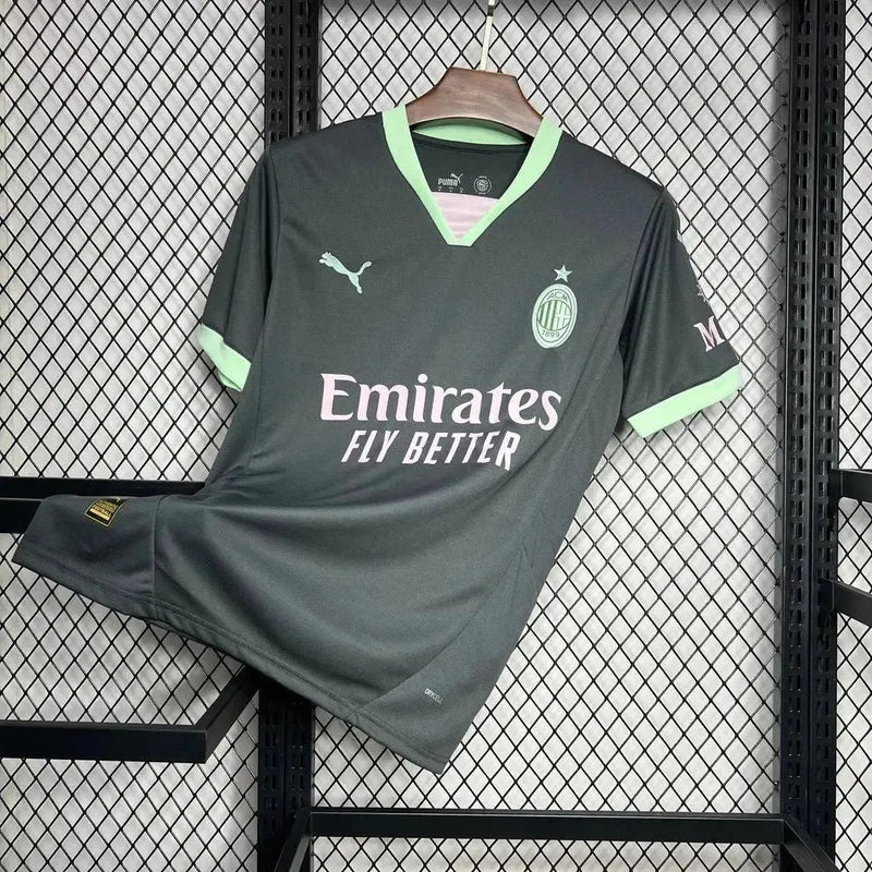 AC Milan Away Third Shirt 24/25 - Men's Fan Shirt Black and Green