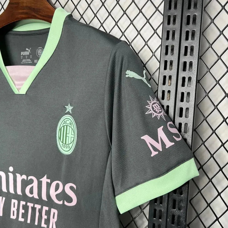 AC Milan Away Third Shirt 24/25 - Men's Fan Shirt Black and Green