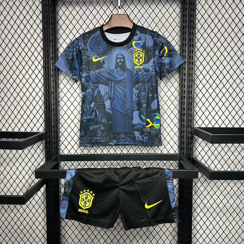 Brazil Special Edition Christ the Redeemer Shirt 24/25 - Blue Kids Fan Shirt