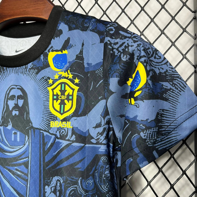 Brazil Special Edition Christ the Redeemer Shirt 24/25 - Blue Kids Fan Shirt