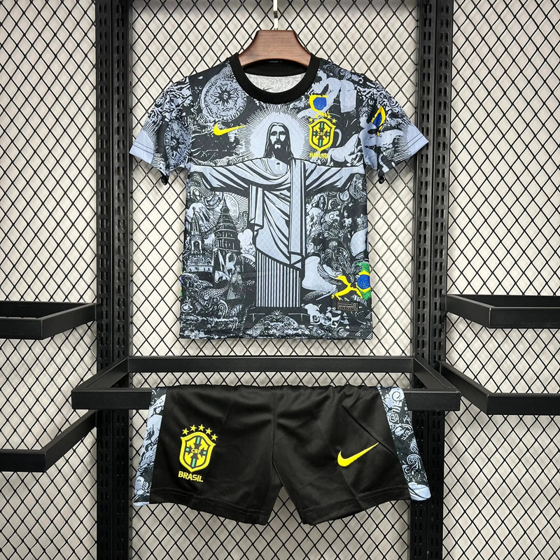 Brazil Special Edition Christ the Redeemer Shirt 24/25 - Gray Kids Fan Shirt