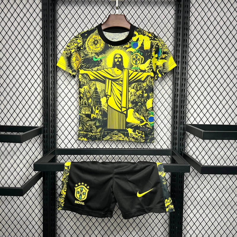 Brazil Special Edition Christ the Redeemer Shirt 24/25 - Yellow Children's Fan Shirt