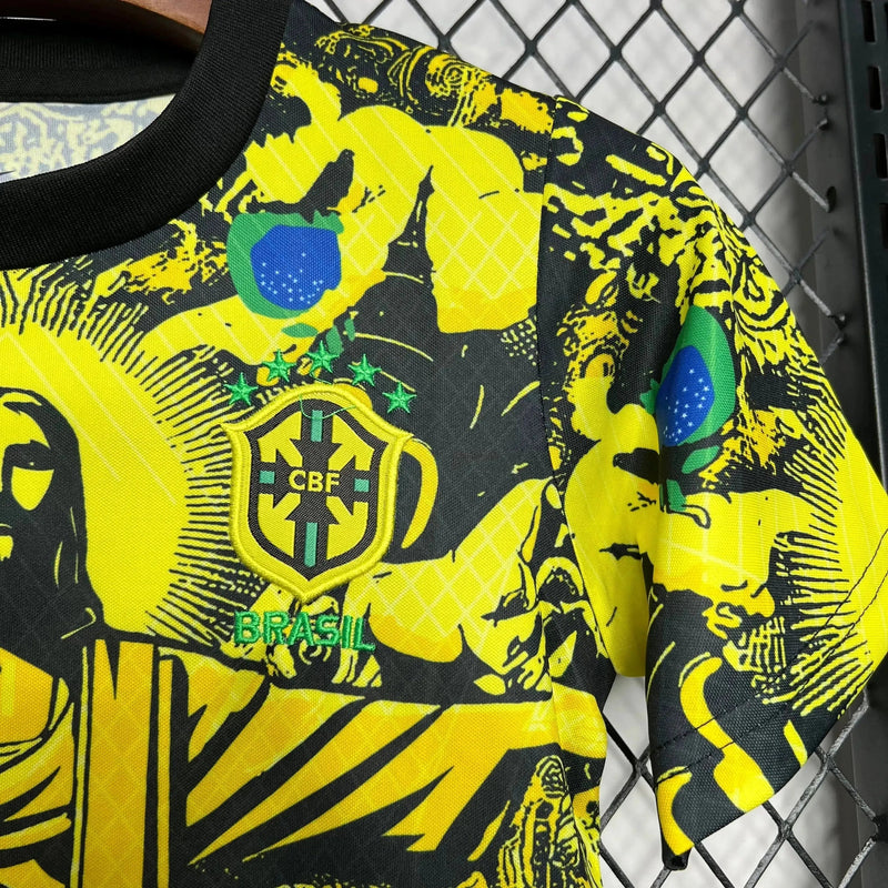 Brazil Special Edition Christ the Redeemer Shirt 24/25 - Yellow Children's Fan Shirt