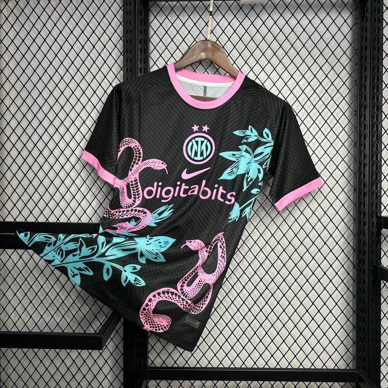 Inter Milan 24/25 Special Edition Men's Fan Shirt - Black and Pink Dragon