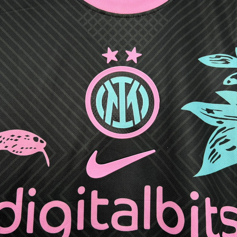 Inter Milan 24/25 Special Edition Men's Fan Shirt - Black and Pink Dragon
