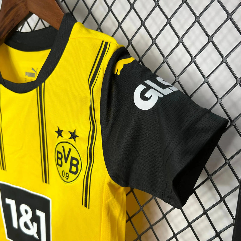 Borussia Dortmund Home Shirt 24/25 - Kids Fan Black and Yellow