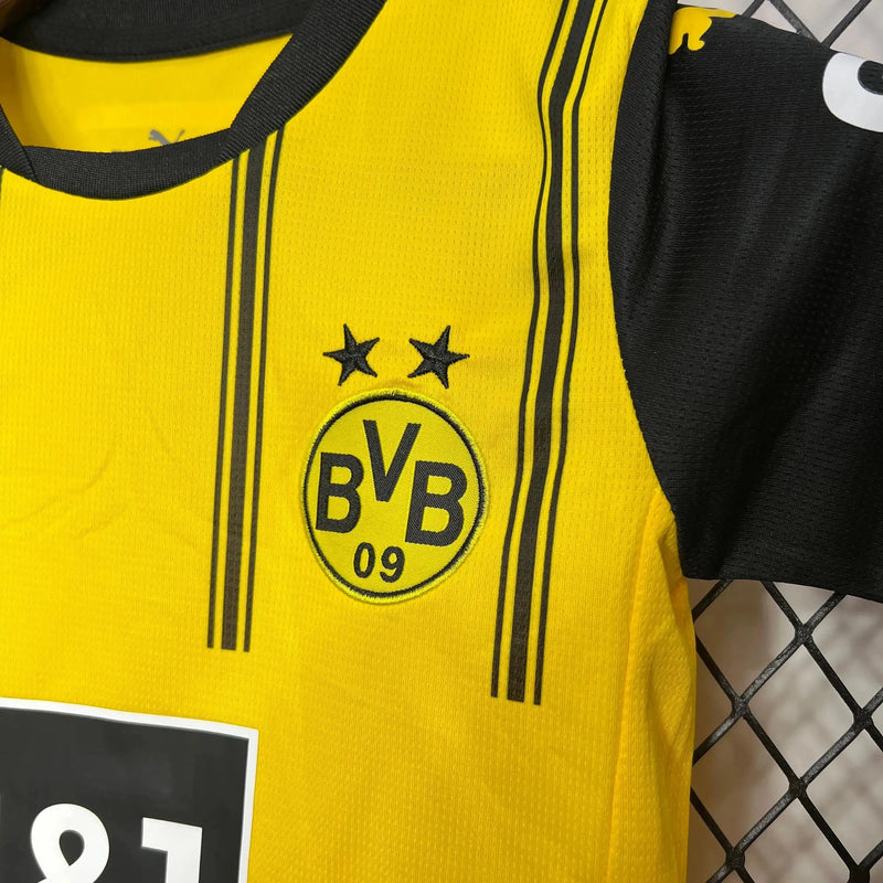 Borussia Dortmund Home Shirt 24/25 - Kids Fan Black and Yellow