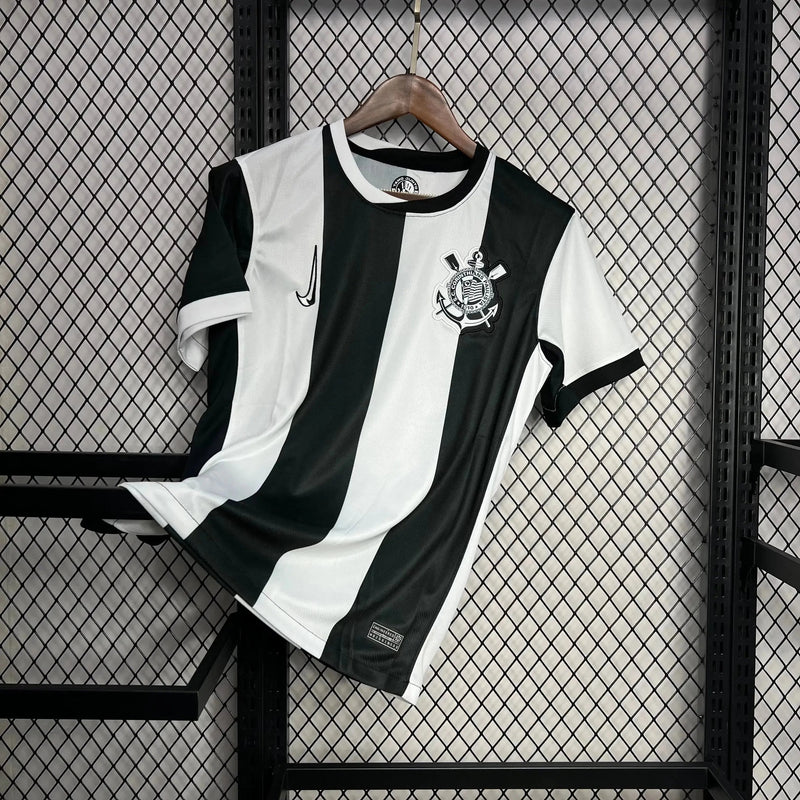 Timão Third Away Shirt 24/25 - Men's Fan Black and White Striped