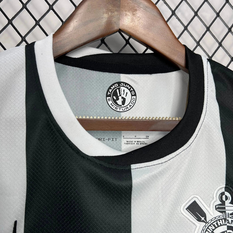 Timão Third Away Shirt 24/25 - Men's Fan Black and White Striped
