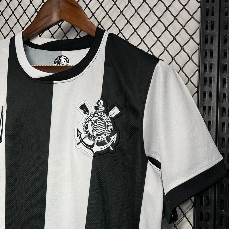 Timão Third Away Shirt 24/25 - Men's Fan Black and White Striped