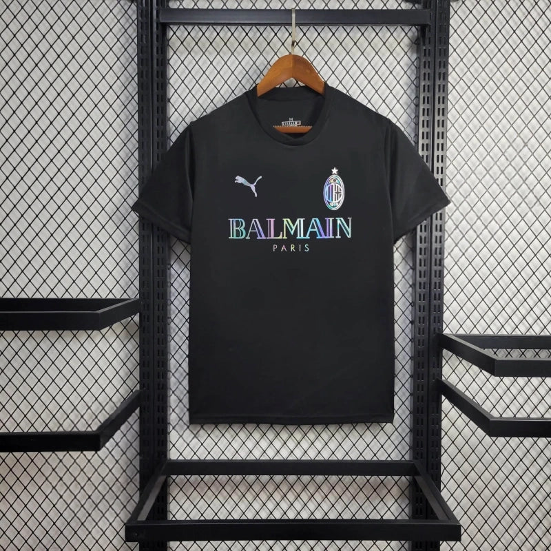 AC Milan BALMAIN - Men's Reflective Fan Shirt Black