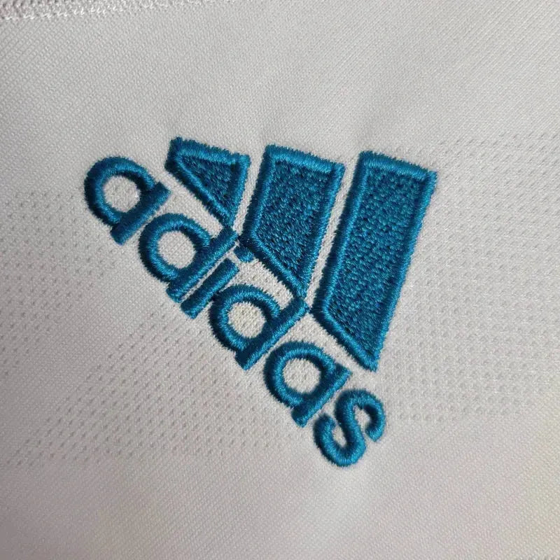 Real Madrid Retro Home Shirt 2017/18 - Men's White and Blue Fan Shirt