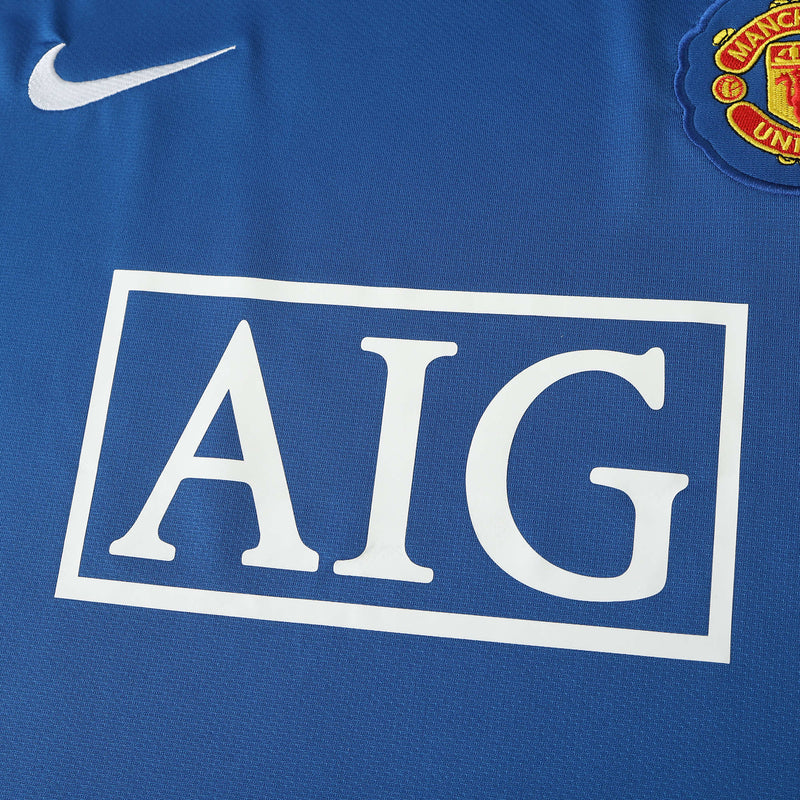 Manchester United Away Retro Shirt 2008/09 - Mens Blue Fan Long Sleeve