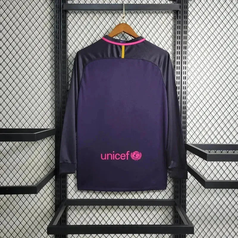 Barcelona Guest Retro 2016/17 Shirt - Men's Fan Purple Long Sleeve