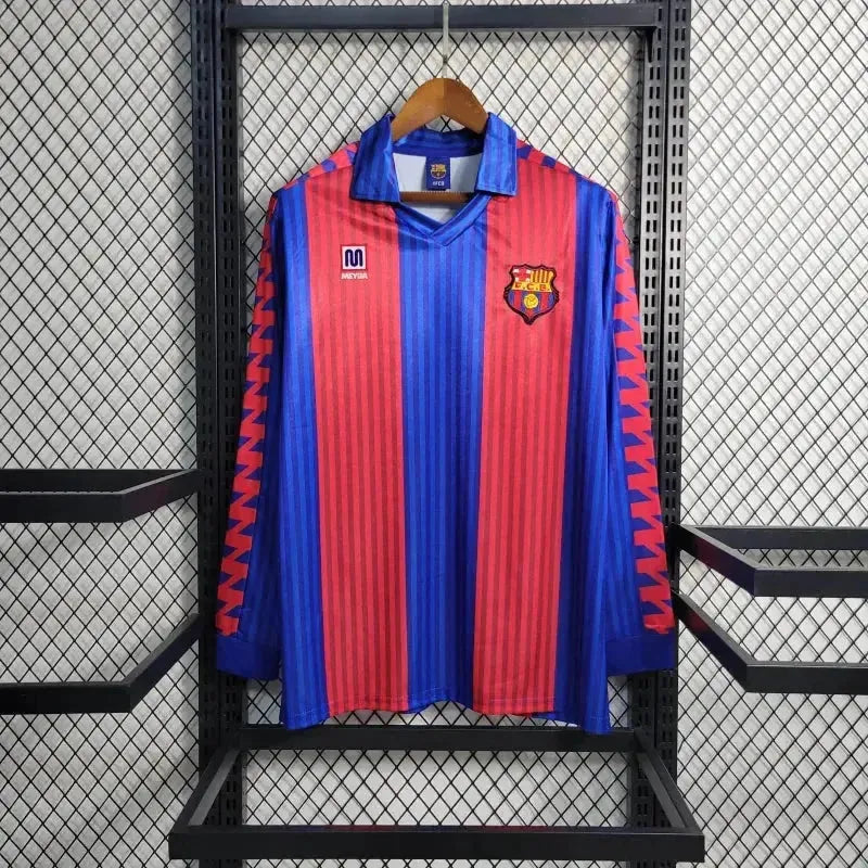 Barcelona Home Retro 1992 Shirt - Men's Fan Long Sleeve