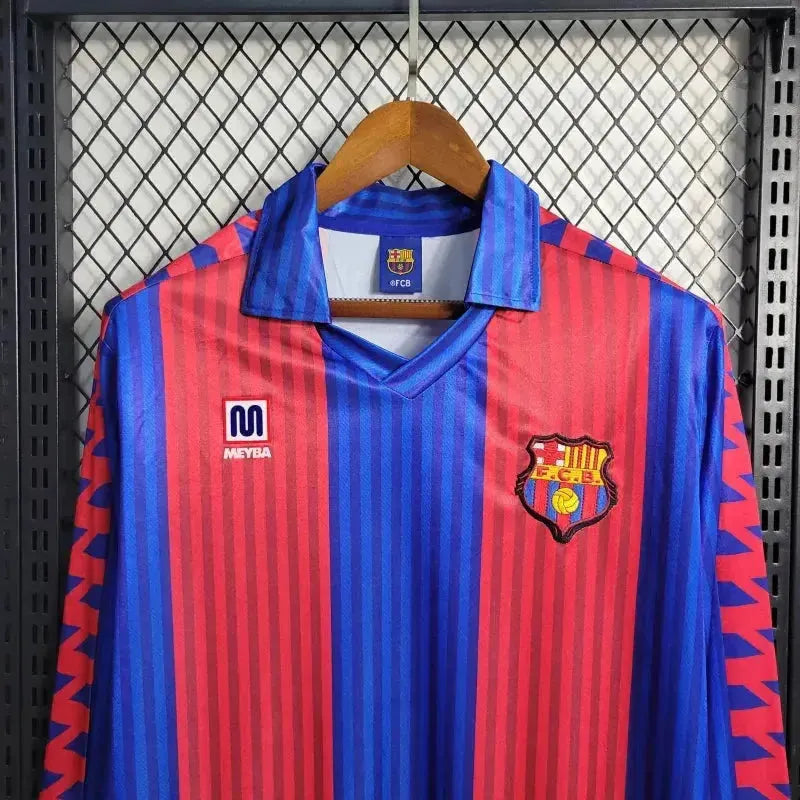 Barcelona Home Retro 1992 Shirt - Men's Fan Long Sleeve
