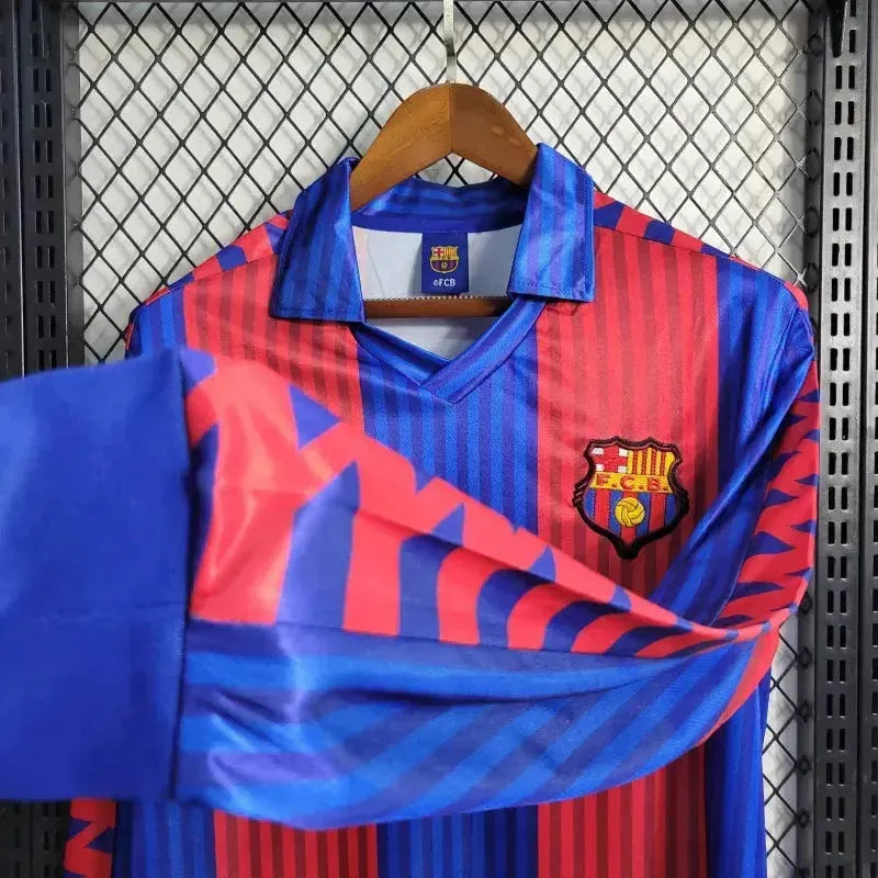 Barcelona Home Retro 1992 Shirt - Men's Fan Long Sleeve