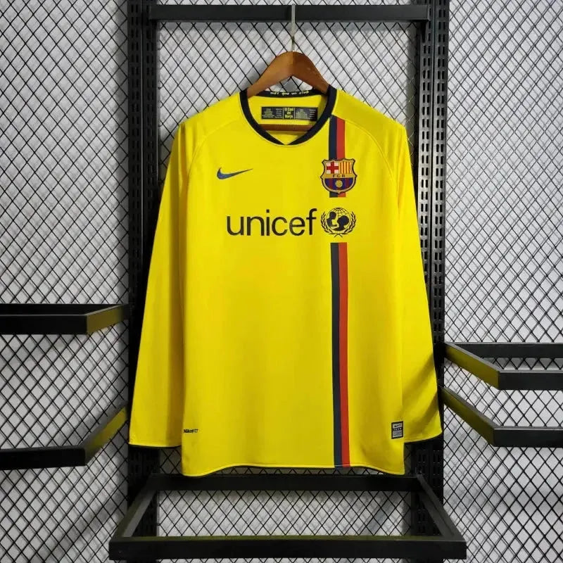 Barcelona Away Retro Shirt 2008/09 - Men's Fan Yellow Long Sleeve