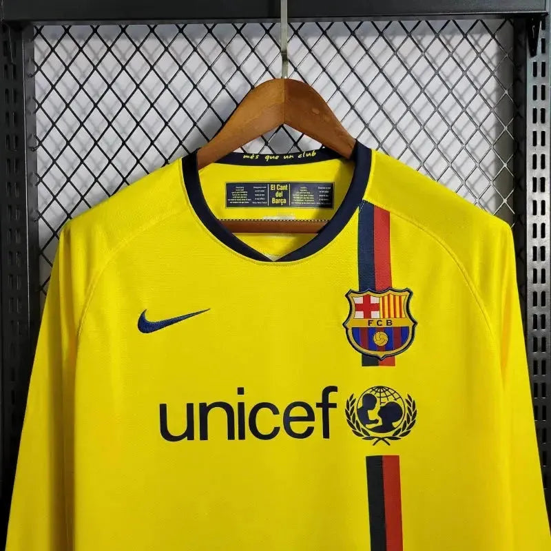 Barcelona Away Retro Shirt 2008/09 - Men's Fan Yellow Long Sleeve