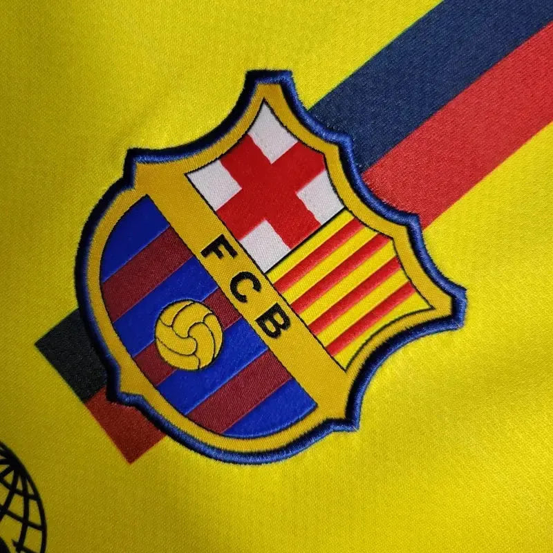 Barcelona Away Retro Shirt 2008/09 - Men's Fan Yellow Long Sleeve