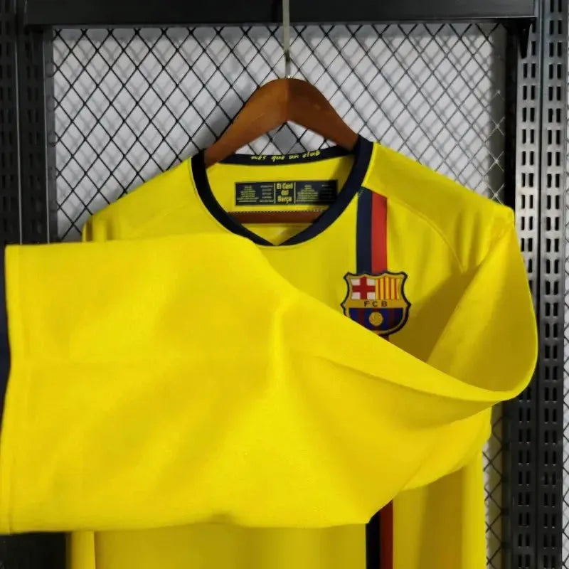 Barcelona Away Retro Shirt 2008/09 - Men's Fan Yellow Long Sleeve