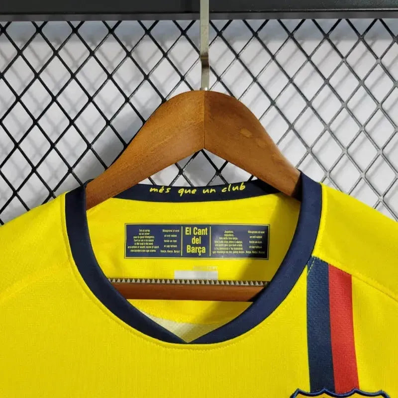 Barcelona Away Retro Shirt 2008/09 - Men's Fan Yellow Long Sleeve