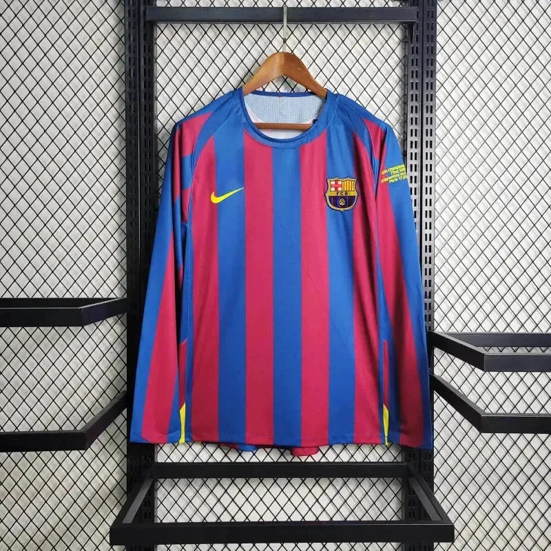 Barcelona Home Retro Shirt 2005/06 - Men's Fan Long Sleeve