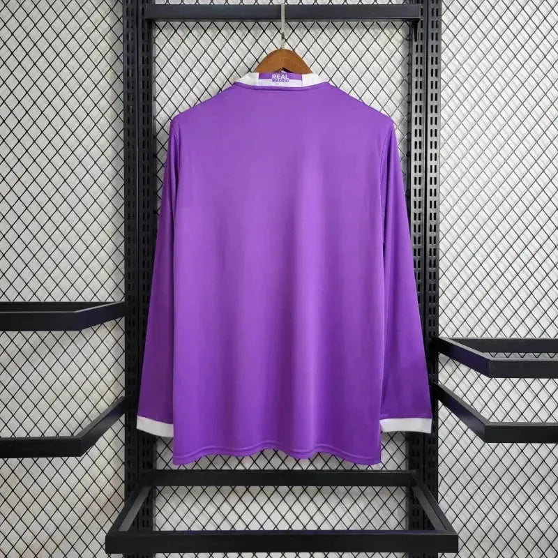 Real Madrid Away Retro Shirt 2017/18 - Mens Fan Purple Long Sleeve
