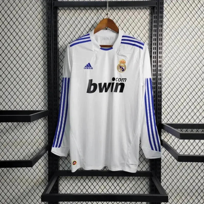 Real Madrid Home Retro Shirt 2010/11 - Men's White Long Sleeve Fan Shirt