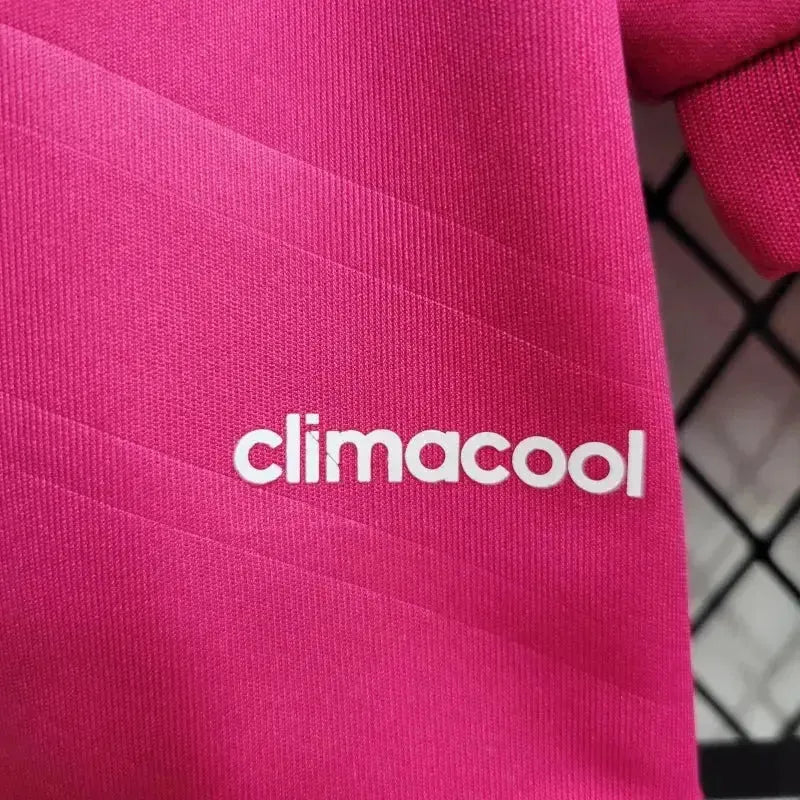 Real Madrid Away Retro Shirt 2014/15 - Men's Pink Fan Long Sleeve