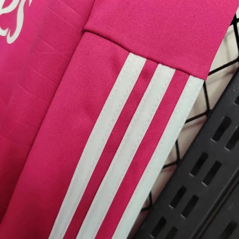 Real Madrid Away Retro Shirt 2014/15 - Men's Pink Fan Long Sleeve